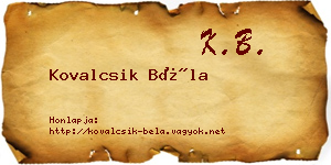 Kovalcsik Béla névjegykártya