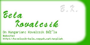 bela kovalcsik business card